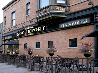 Image of the Architectural Facade sign for Southport Lanes and Billiards in the Lakeview neighborhood of Chicago. Made by the Wooden Sign Company.