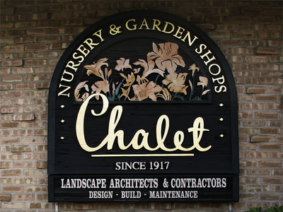 Image of Chalet Nursery Sign Glenview,IL, Gold Leaf Signs Chicago, Gold Leaf Lettering, Gold Leaf Signs Milwaukee, Gilded Signs, Gold Leaf Chicago