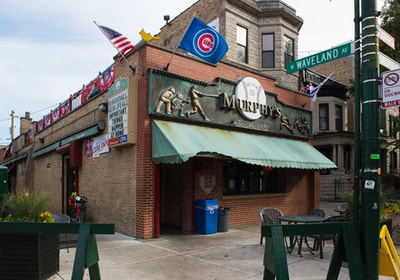 Image shows Murphys Bleachers Wood Sign, Wrigleyville Chicago Sign Companies, Exterior Signs Wrigleyville